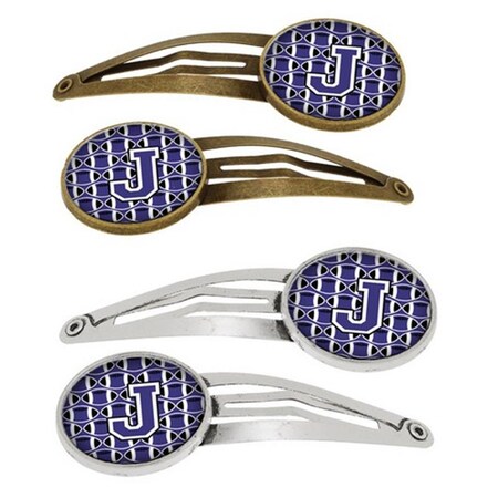 Carolines Treasures Letter J Football Purple and White Barrettes Hair Clips, Set of 4, 4PK CJ1068-JHCS4
